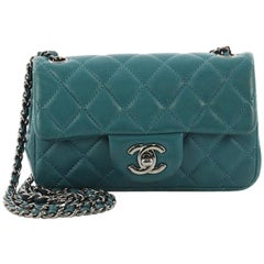 Chanel Classic Single Flap Bag Quilted Lambskin with Rainbow Hardware Mini  Blue 1449921