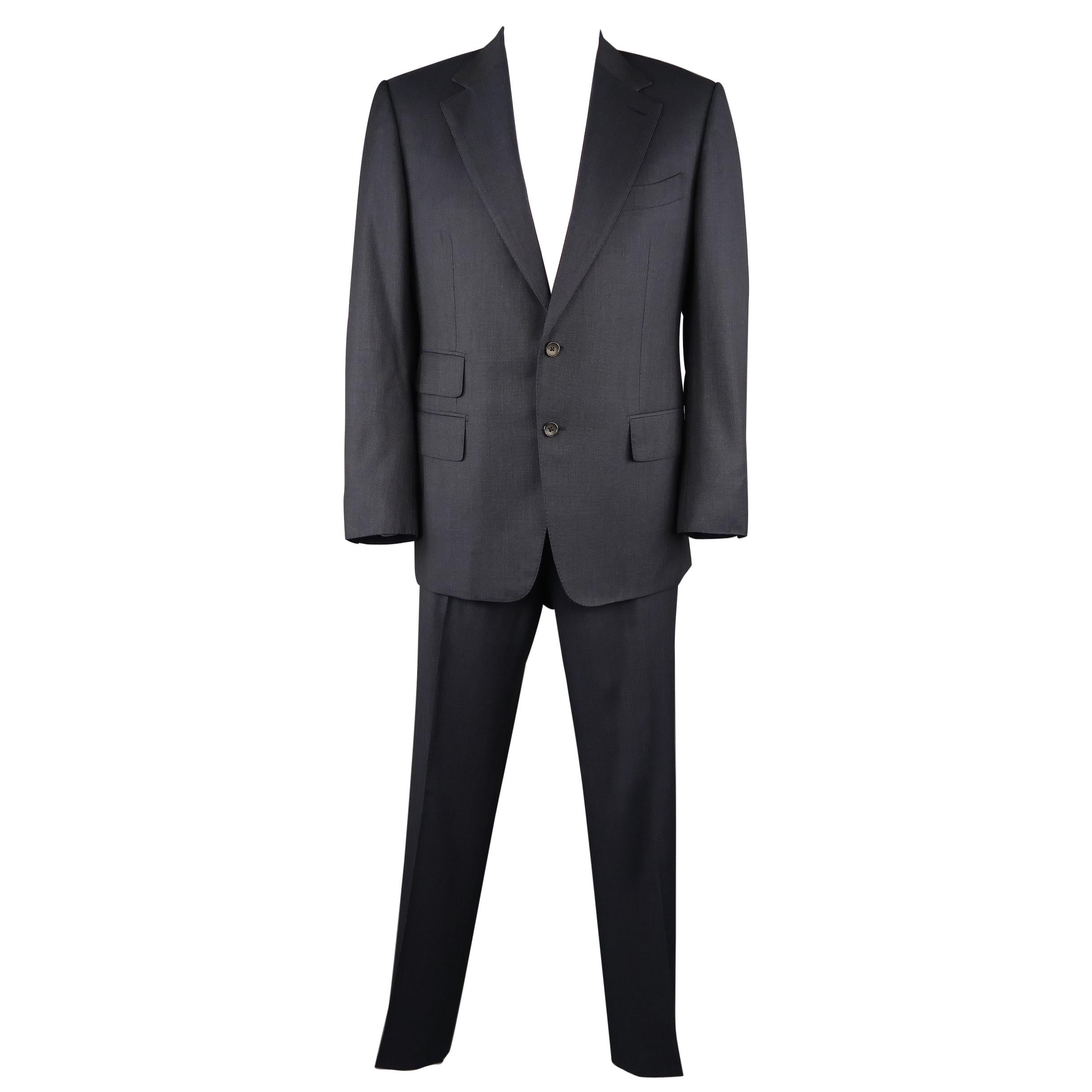 TOM FORD 44 Regular Navy Woven Wool Notch Lapel 2 Button Suit