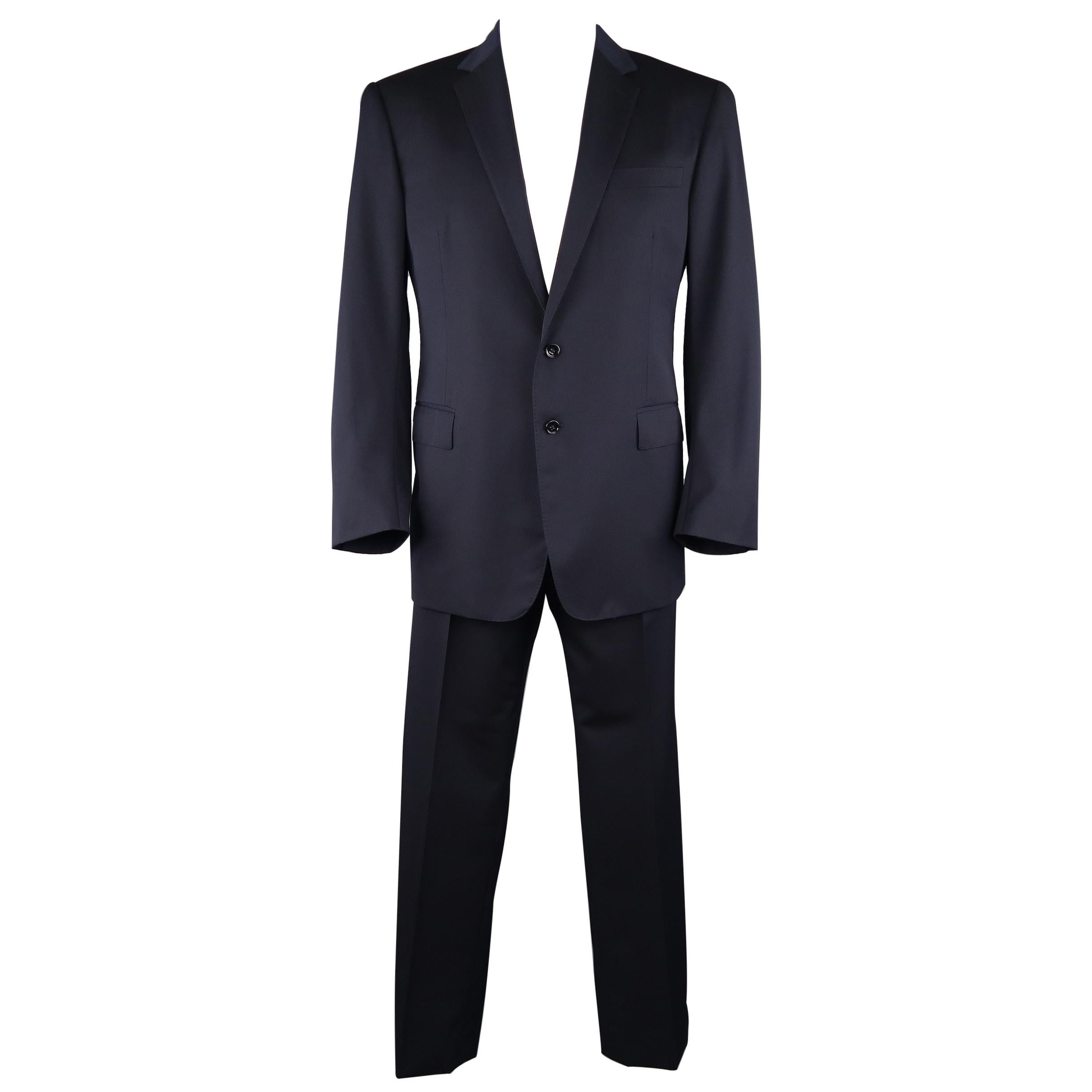 RALPH LAUREN 44 Regular Navy Wool / Silk Lined Notch Lapel Suit