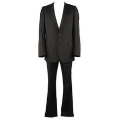 DIOR HOMME 42 Black Wool Single Breasted Notch Lapel Classic Suit
