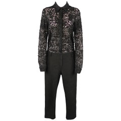 NO. 21 Size 6 Black Lace Shirt Top Jumpsuit Overalls