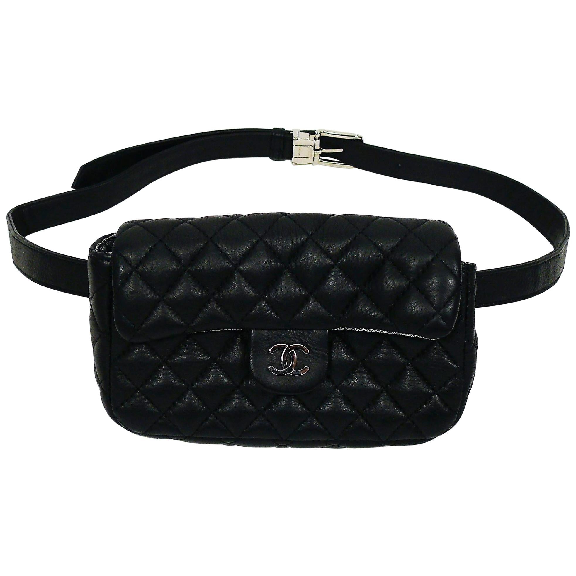 Chanel Uniform Black Quilted Leather Waist-Belt Bag
