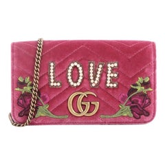 Gucci GG Marmont Chain Flap Bag Embroidered Matelasse Velvet Mini