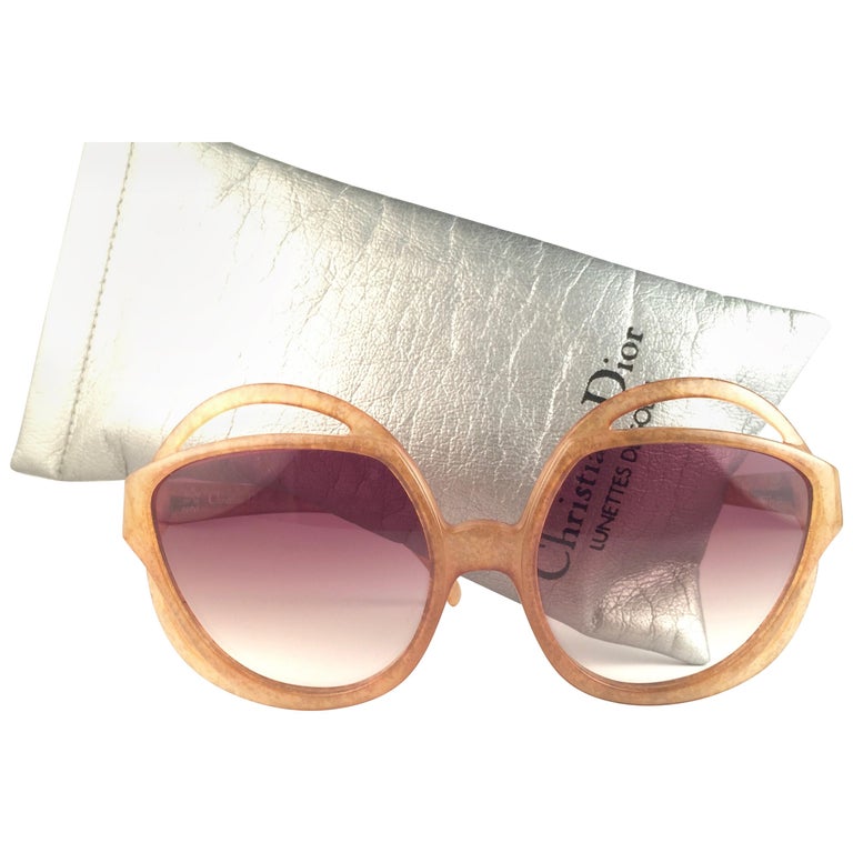 New Vintage Christian Dior 2027 30 Amber Jasped Optyl Sunglasses For Sale