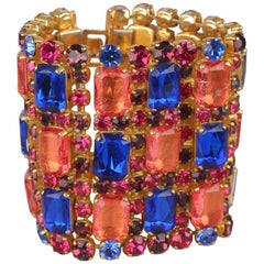 De Liguoro Vintage Haute Couture Crystal Rhinestones Statement Bracelet