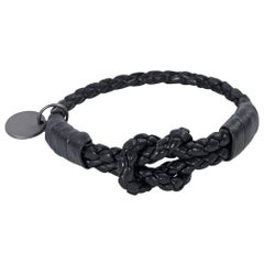 Black Bottega Veneta Braided Leather Bracelet