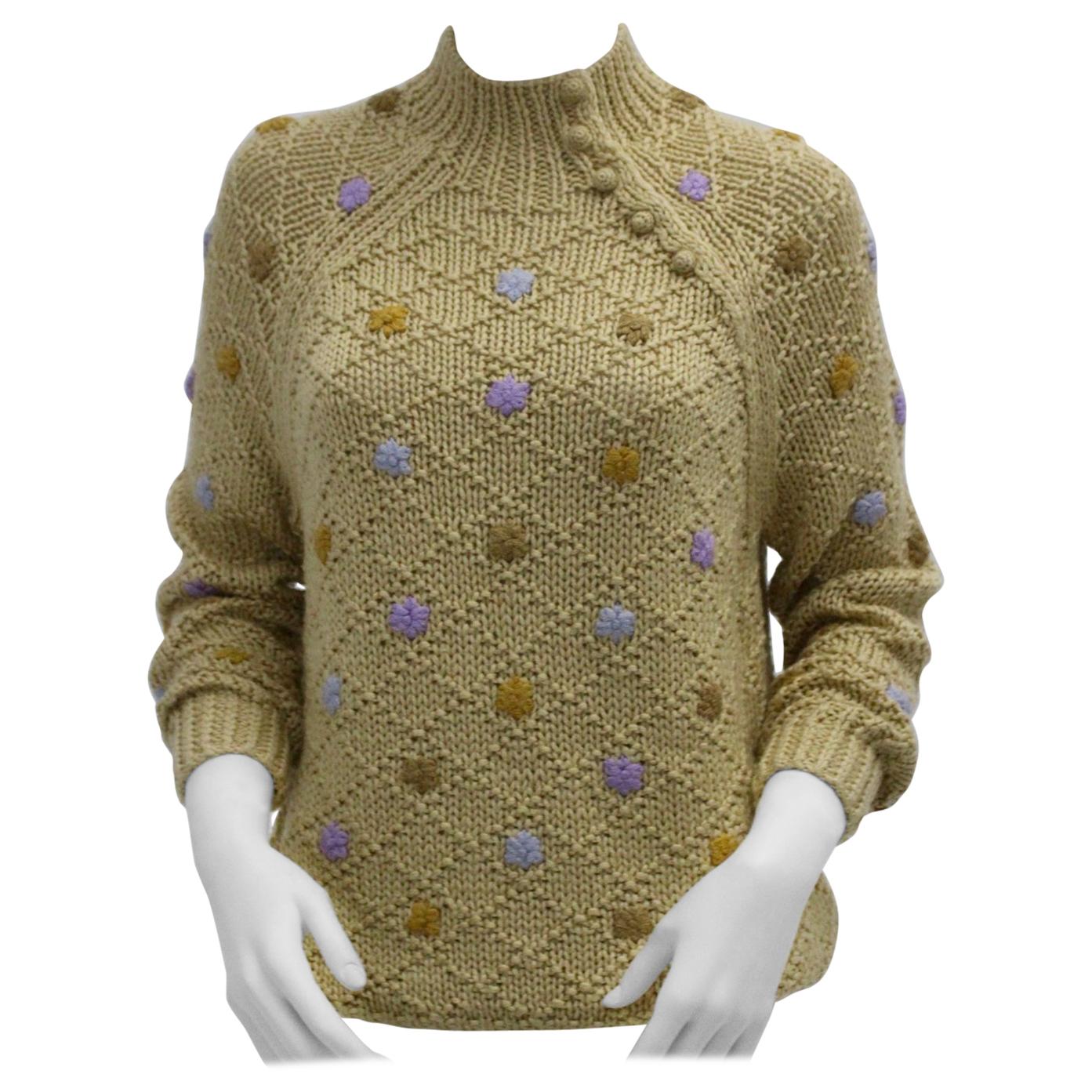 Oscar de la Renta Sport Brown Vintage Knit Sweater  For Sale