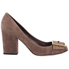 Taupe Gucci Suede Block Heels