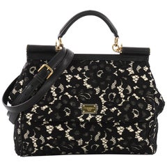 Dolce & Gabbana Miss Sicily Handbag Floral Lace Large