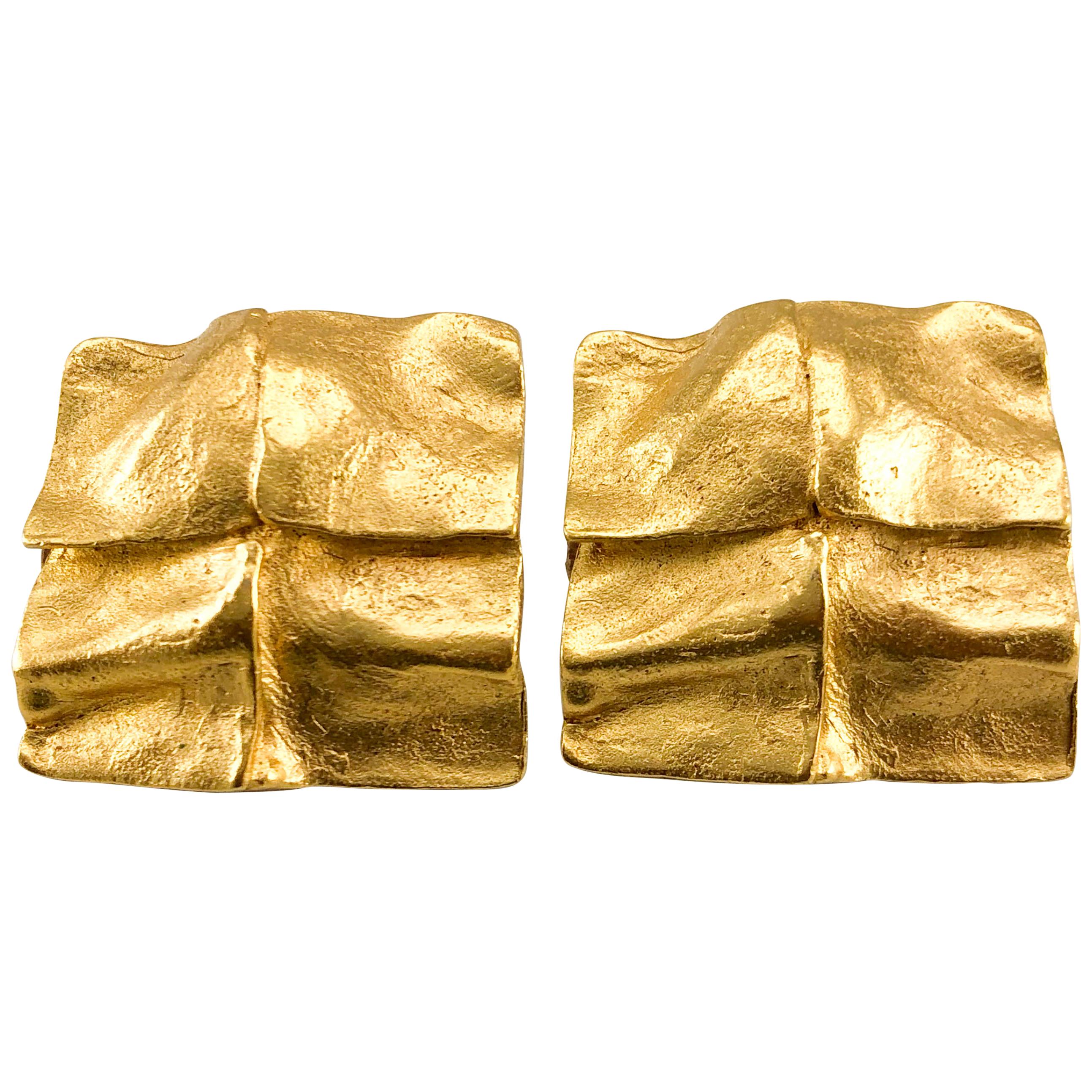1980's Yves Saint Laurent 'Molten Gold' Clip-on Earrings, by Robert Goossens