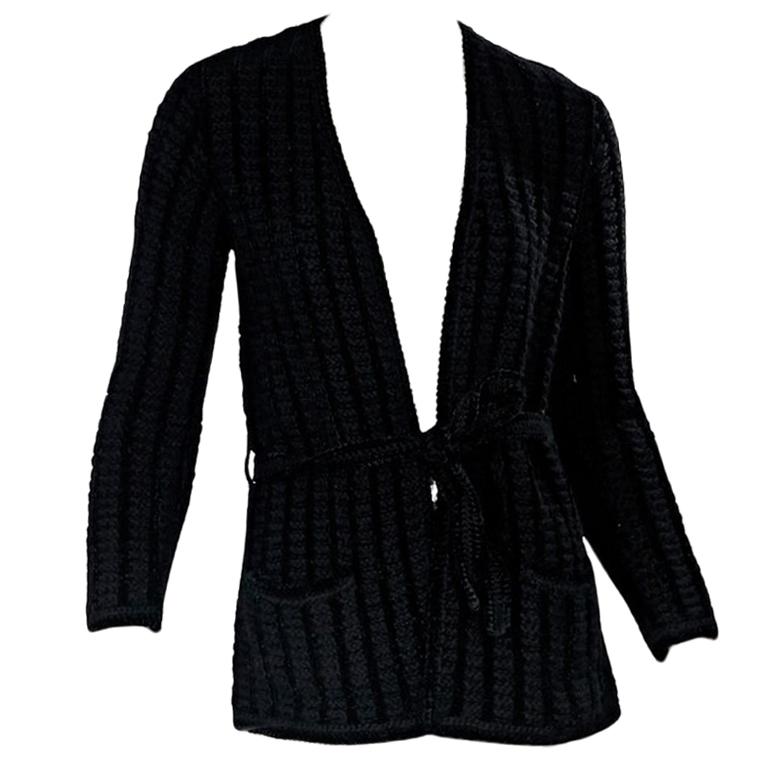 Black Vintage Yves Saint Laurent Rive Gauche Wool-Blend Cardigan