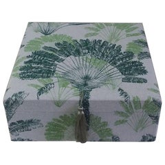 Tropical Leaves Pattern Fabric Decorative Storage Box for Scarves 