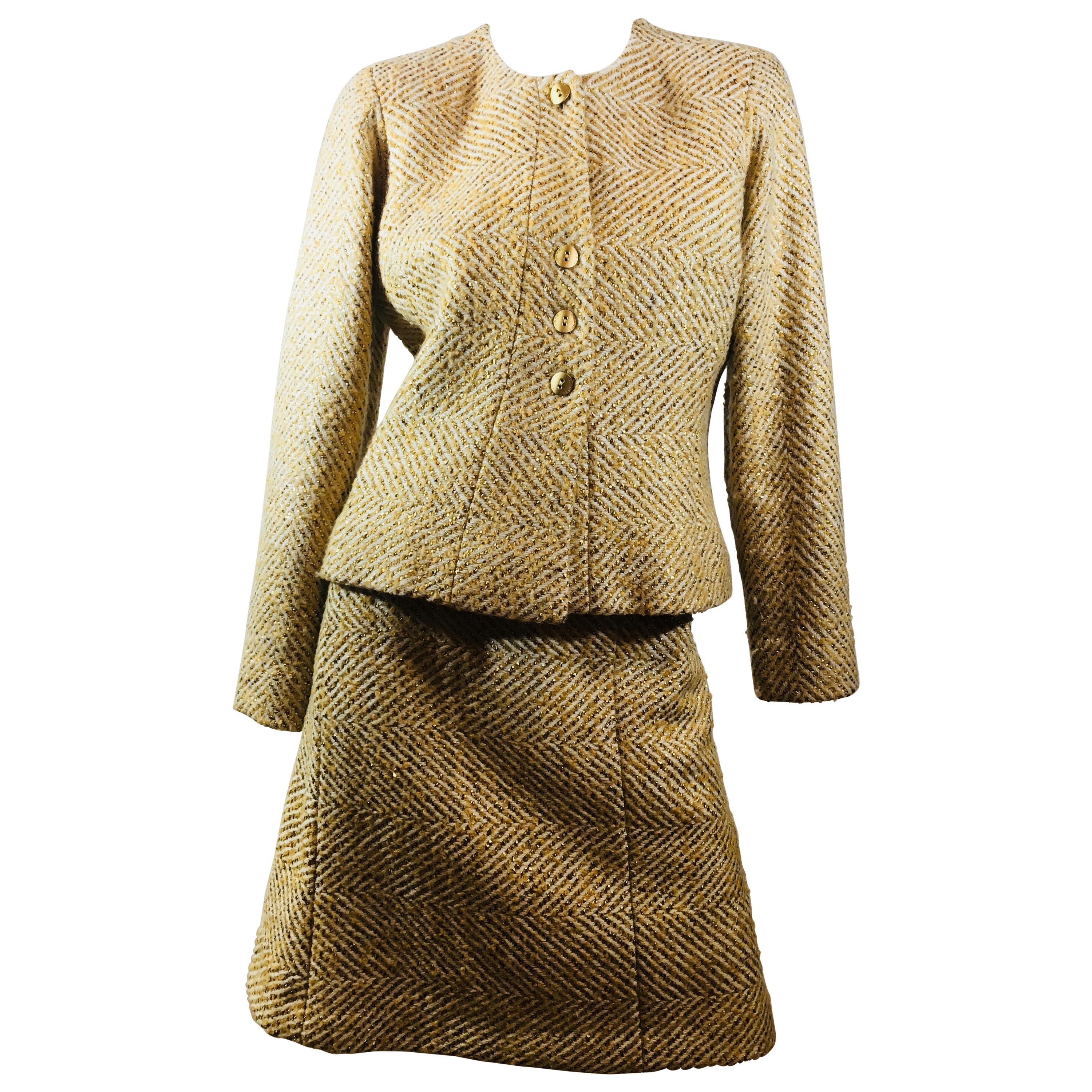 Chanel Gold 2 PC Skirt Suit 