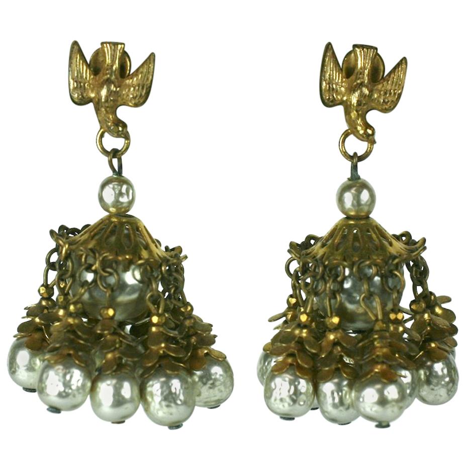 Miriam Haskell Large Pearl Tassel Earrings