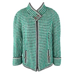 CHANEL Size 16 Green Black & White Fantasy Tweed Paris-Seoul Cruise 2016 Jacket
