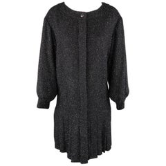 CHANEL Size 8 Navy Glitter Knit Fall 2013 Drop Waist Dress