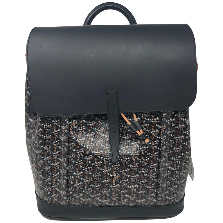 Goyard Alpin Backpack Goyardine Black/Tan in Goyardine/Calfskin Leather  with Silver-tone - US