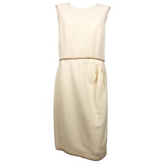 2010 Unworn Chanel Runway Look Cream Dress With Gold Thread Trim