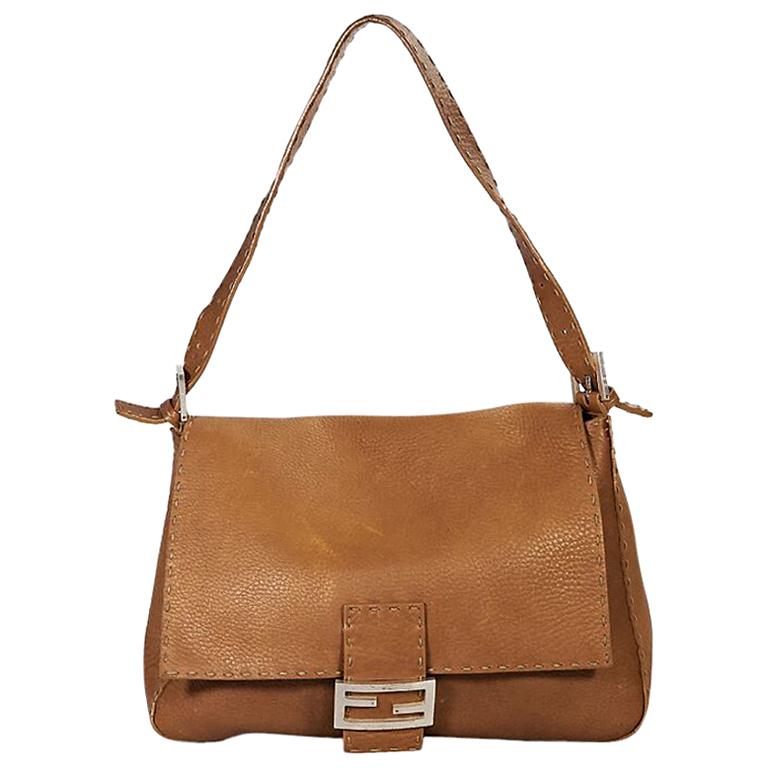 Tan Fendi Leather Selleria Shoulder Bag