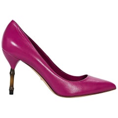 Pink Gucci Bamboo Heel Leather Pumps