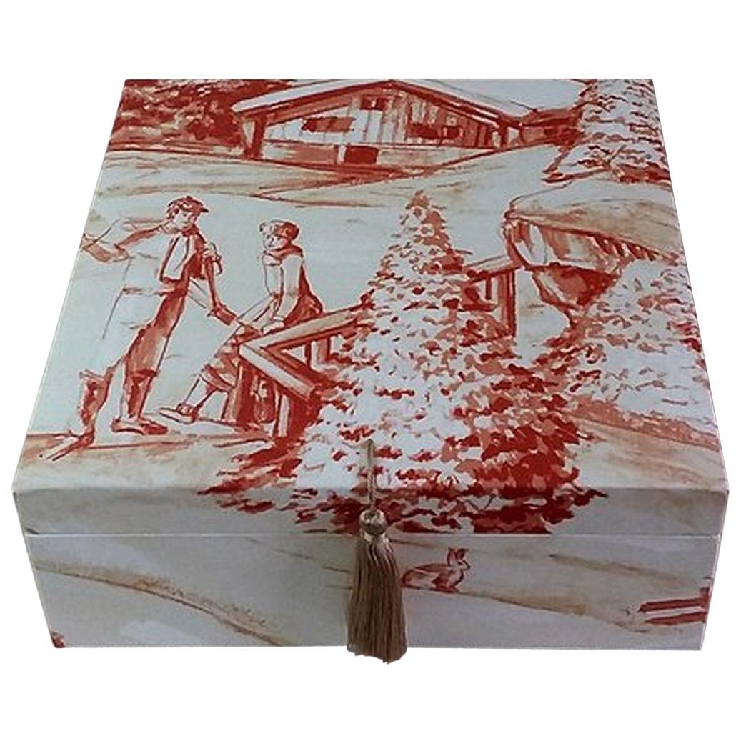 Winter Pattern Fabric Decorative Storage Box for Scarves 