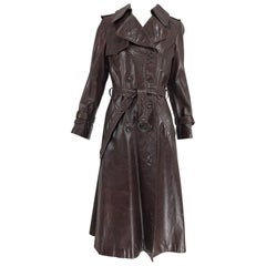 Anne Klein Schokoladenbrauner Leder-Trenchcoat 1970er Jahre