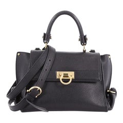 Salvatore Ferragamo Sofia Satchel Pebbled Leather Small