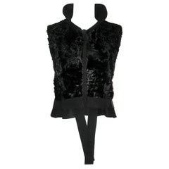 Alberta Ferretti Sheared Lamb Fur and Wool Vest Jacket With Peplum Hem