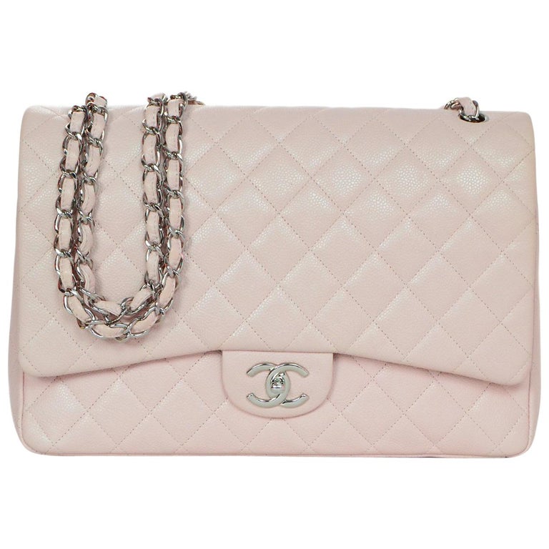 Chanel Blush Caviar Leather Quilted Maxi Double Flap Classic Bag W Chanel Blush Caviar Leather Quilted Maxi Double Flap Classic Bag W Db Box For