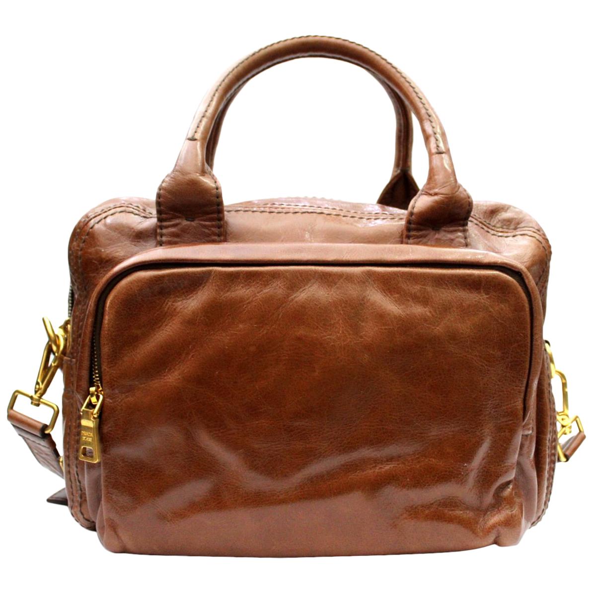 Prada Palissandro Calfskin Leather Shoulder Bag