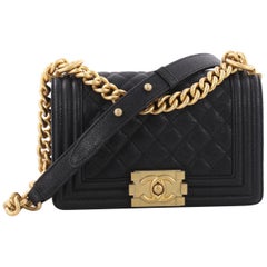  Chanel Boy Flap Bag Quilted Caviar Small