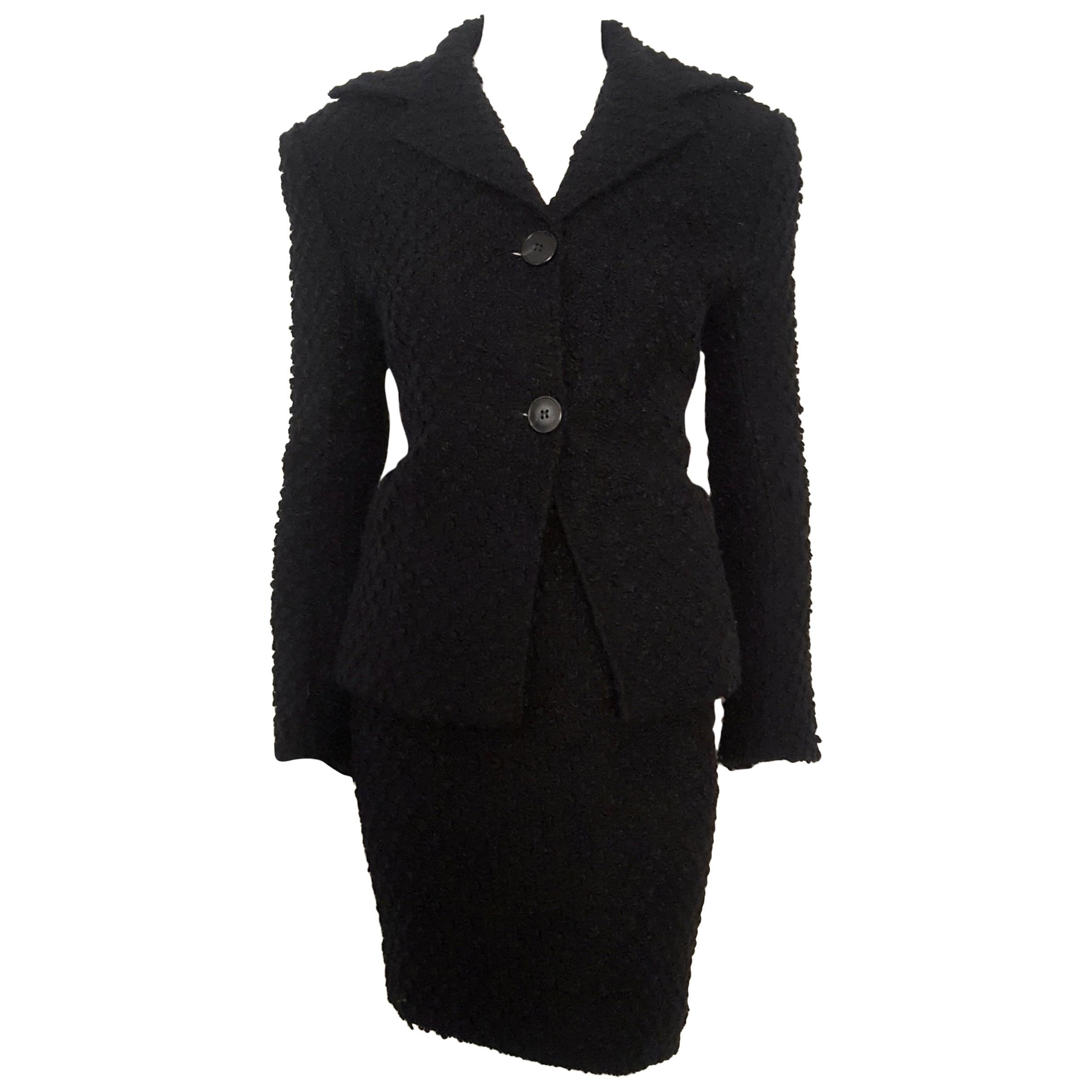 Dolce & Gabbana Black Tweed Skirt Suit 