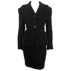 Dolce & Gabbana Black Tweed Skirt Suit 