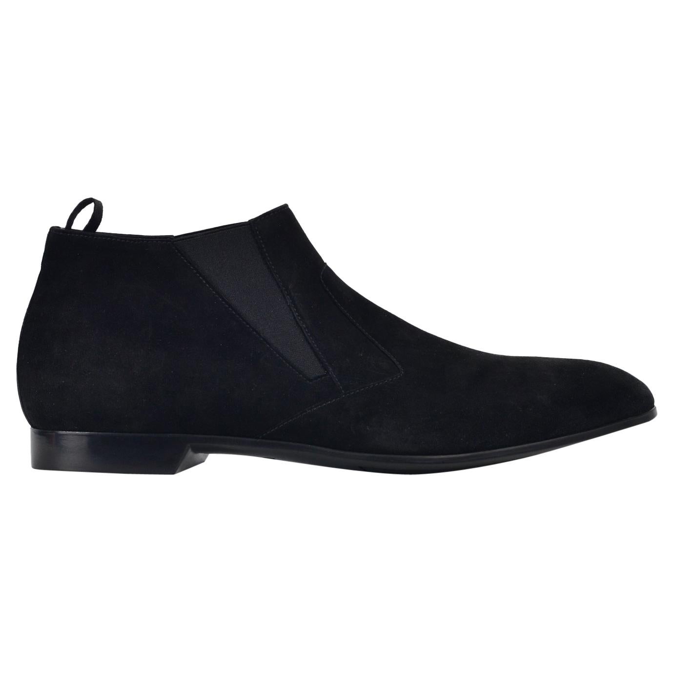Prada Men's Black Suede Slip On Low Heel Elegance Loafers