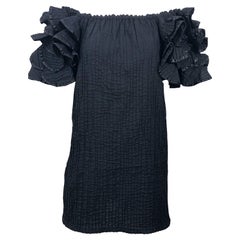 Rare Tachi Castillo for Pan American 1960s Black Mexican Cotton 60s Tunic Dress