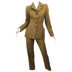 Retro Yves Saint Laurent Size 36 Le Smoking Camel Brown Women's YSL Pant Suit