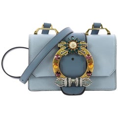 Miu Miu Madras Crystal Buckle Shoulder Bag Leather Small