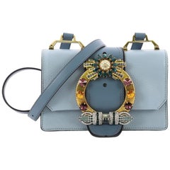 Miu Miu Madras Crystal Buckle Shoulder Bag Leather Small 