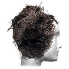 1950s Christian Dior Ballet-Inspired Black Ostrich Feather Cocktail Hat