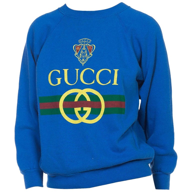 1980s Blue Bootleg Gucci Sweatshirt at 1stDibs