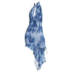 Galliano Dior Hand Tie Dyed Jersey Dress With Lace 