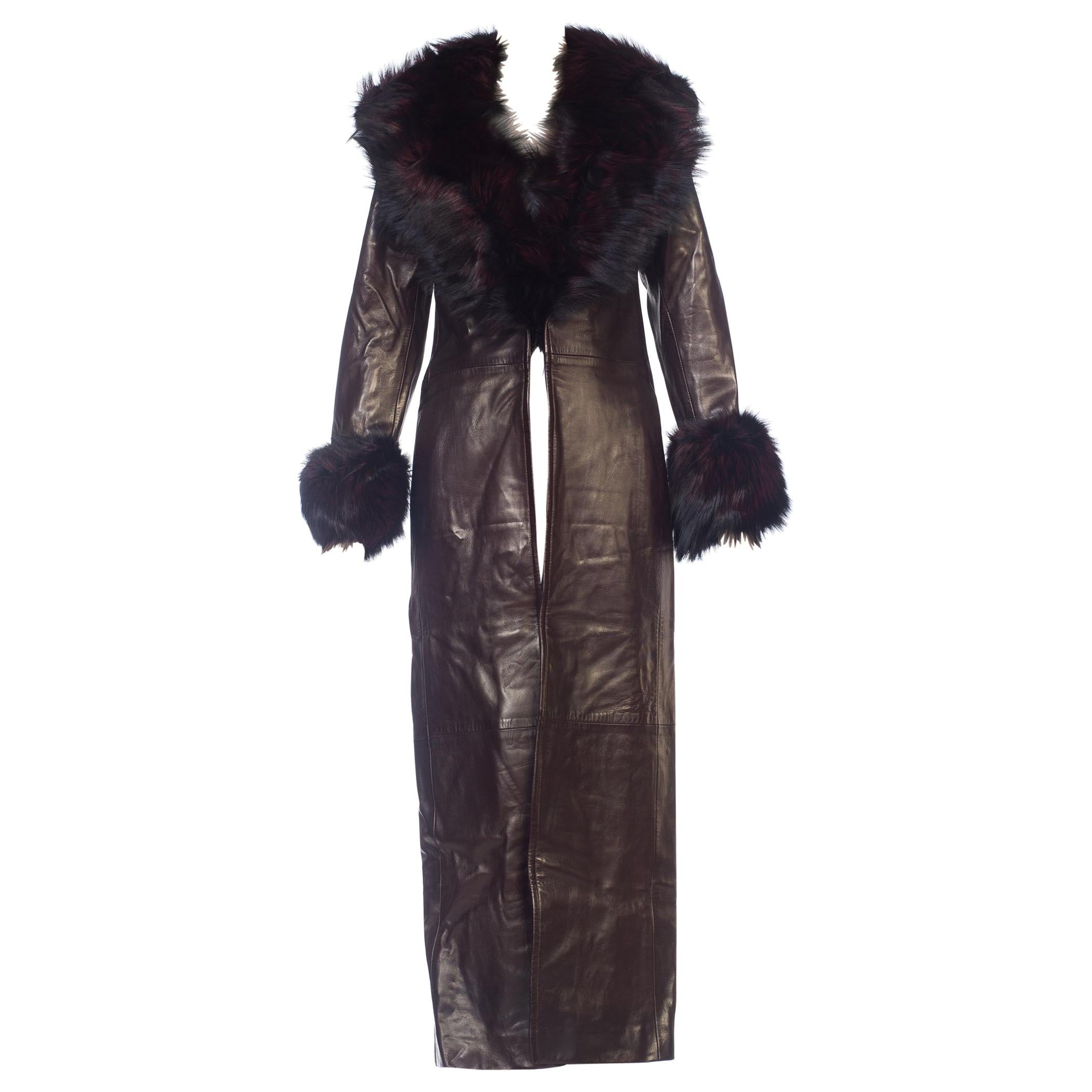 Zang Toi 1990s Butter Soft Leather Trench Coat With Fox Fur and Silk ...