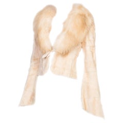 Retro 1990s Roberto Cavalli Cream Fur Jacket With Fox Collar NWT