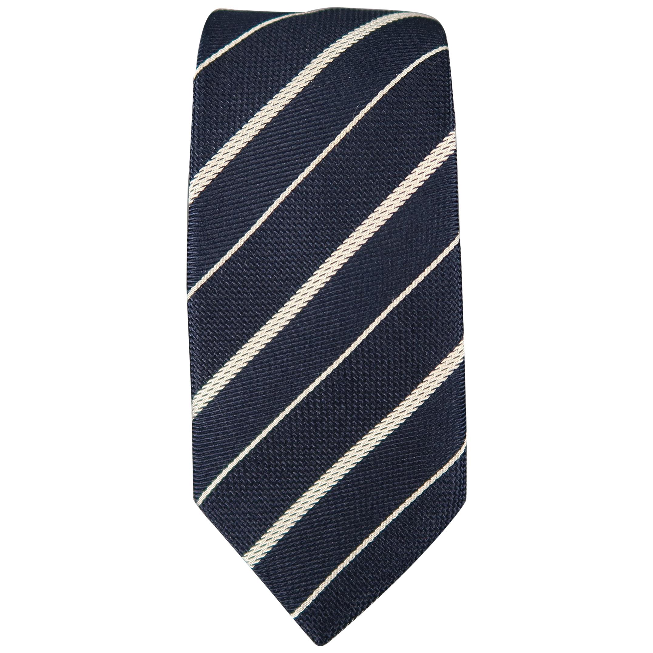 GIORGIO ARMANI Navy Diagonal Stripe Silk Tie