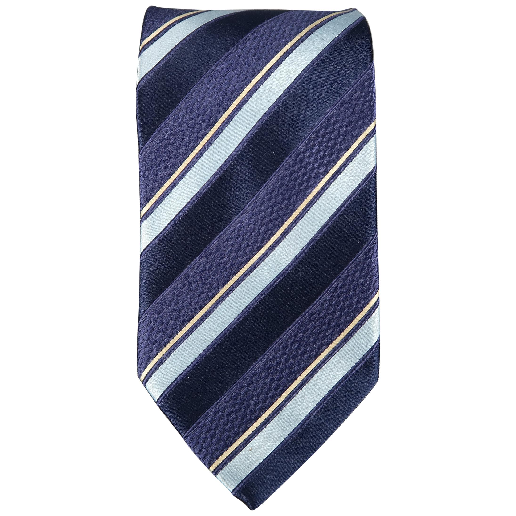 ERMENEGILDO ZEGNA Navy Diagonal Stripe Silk Tie