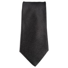 GIANNI VERSACE Charcoal Two Tone Silk Tie Vintage GIANNI VERSACE Charcoal Two Tone Silk Tie