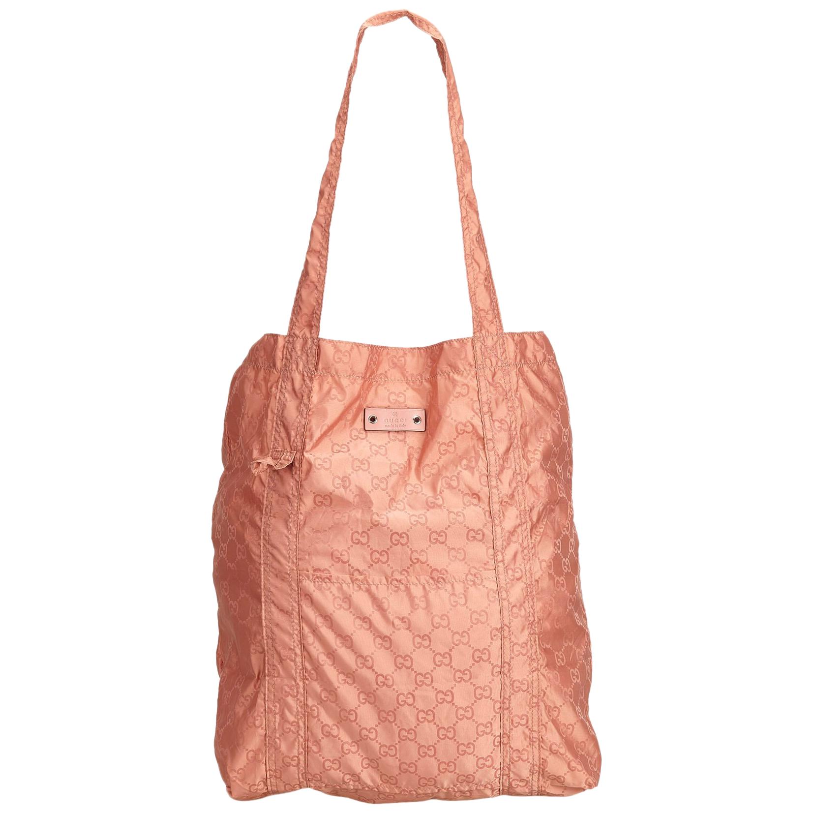 Gucci Pink Guccissima Teddy Bear Folding Shopping Bag