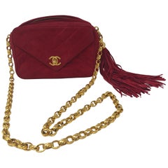 Chanel Red Suede Bag with Fringe 