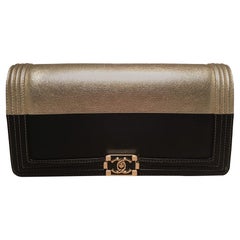 Chanel Black and Gold Le Boy Classic Flap Clutch