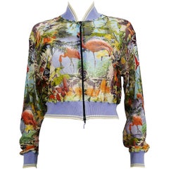 Jean Paul Gaultier Vintage Tropical Print Sheer Cropped Bomber Jacket Size S